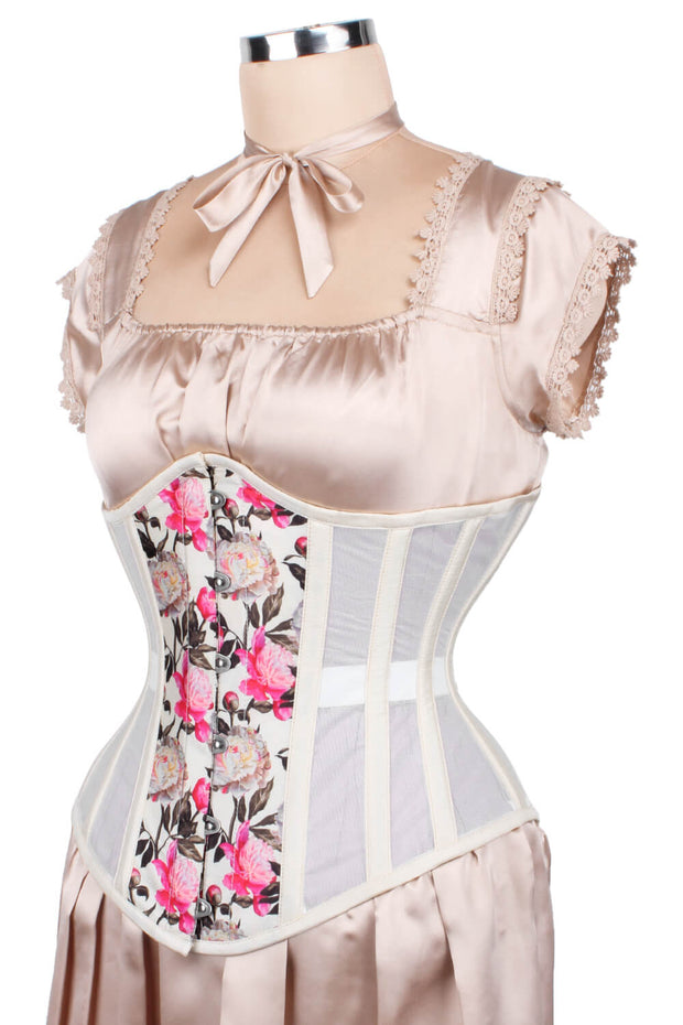Mesh with Floral Print Taffeta Corset (ELC-601)