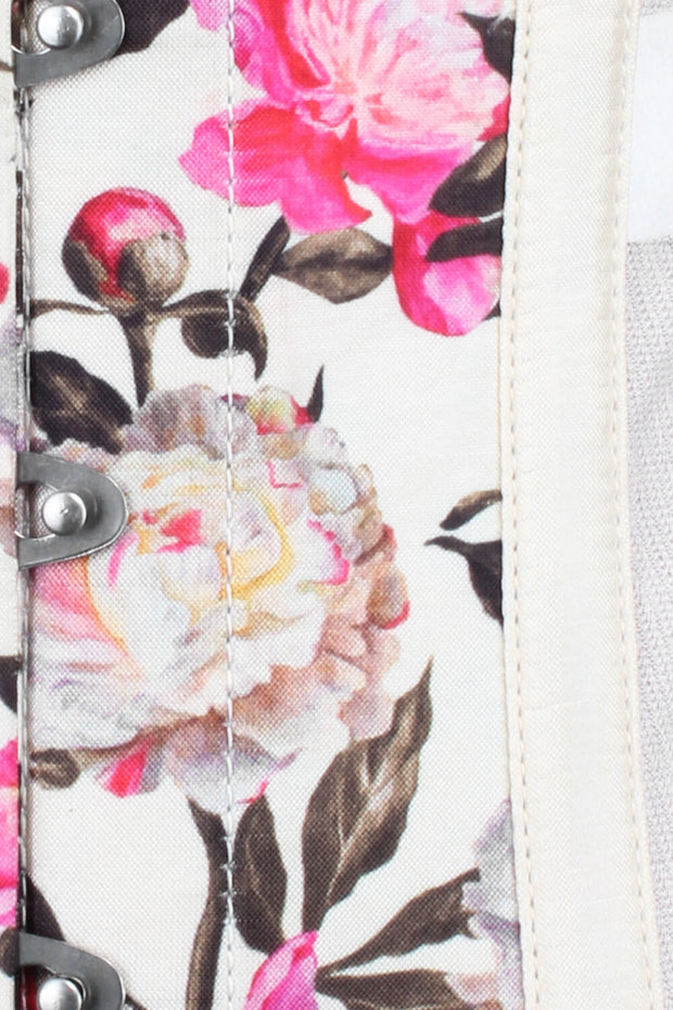 Mesh with Floral Print Taffeta Corset (ELC-601)