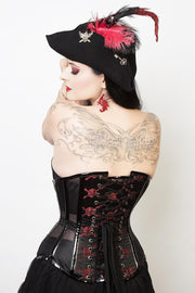 SOLD OUT  - Mesh with Skull Brocade Gothic Corset (ELC-501)