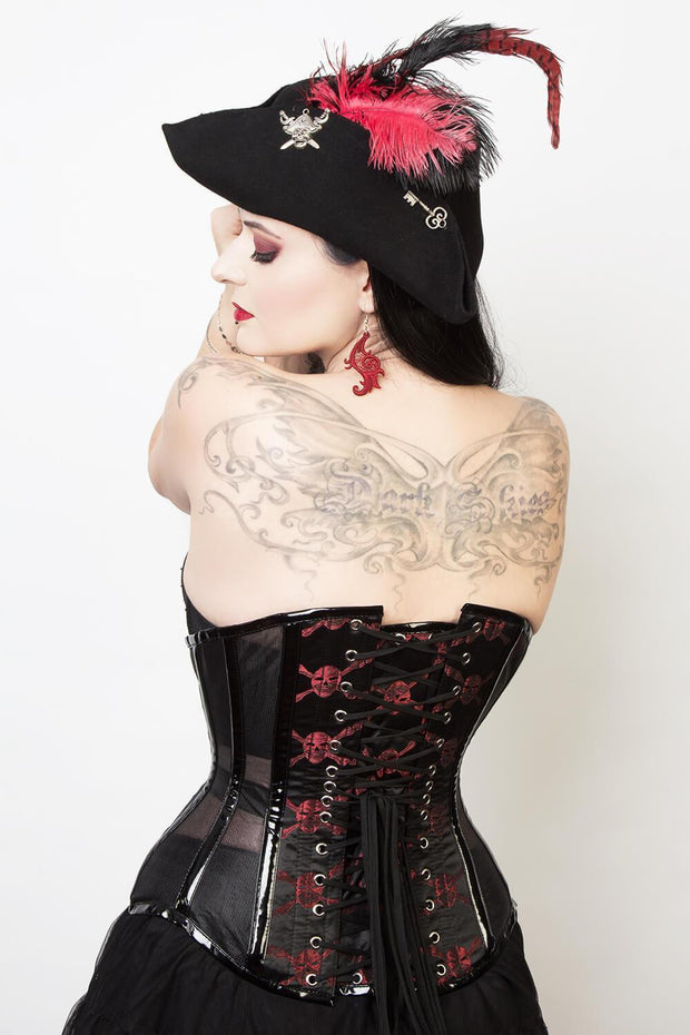 SOLD OUT  - Mesh with Skull Brocade Custom Made Gothic Corset (ELC-501)