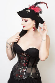 SOLD OUT  - Mesh with Skull Brocade Gothic Corset (ELC-501)