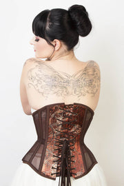 Mesh with Steampunk Print Custom Made Satin Corset (ELC-501)