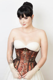 Mesh with Steampunk Print Custom Made Satin Corset (ELC-501)