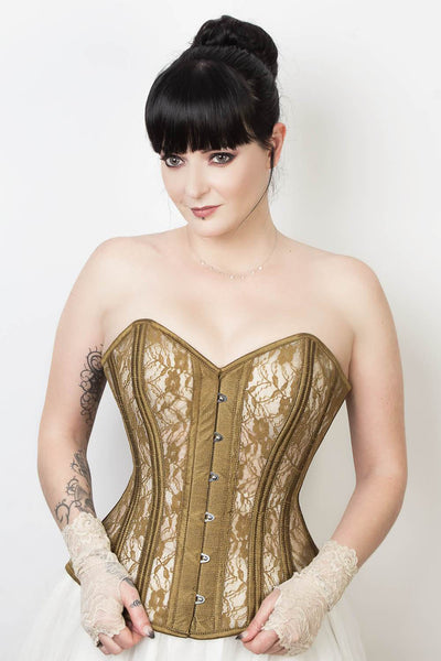 Mesh with Lace Overlay Custom Made Waist Training Corset (ELC-701)
