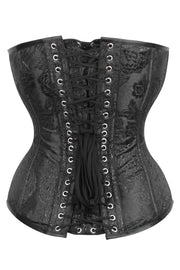 Black Brocade Custom Made Waist Reducing Corset (ELC-701)
