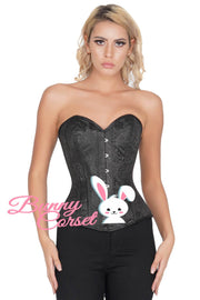 Black Brocade Waist Reducing Corset (ELC-701)