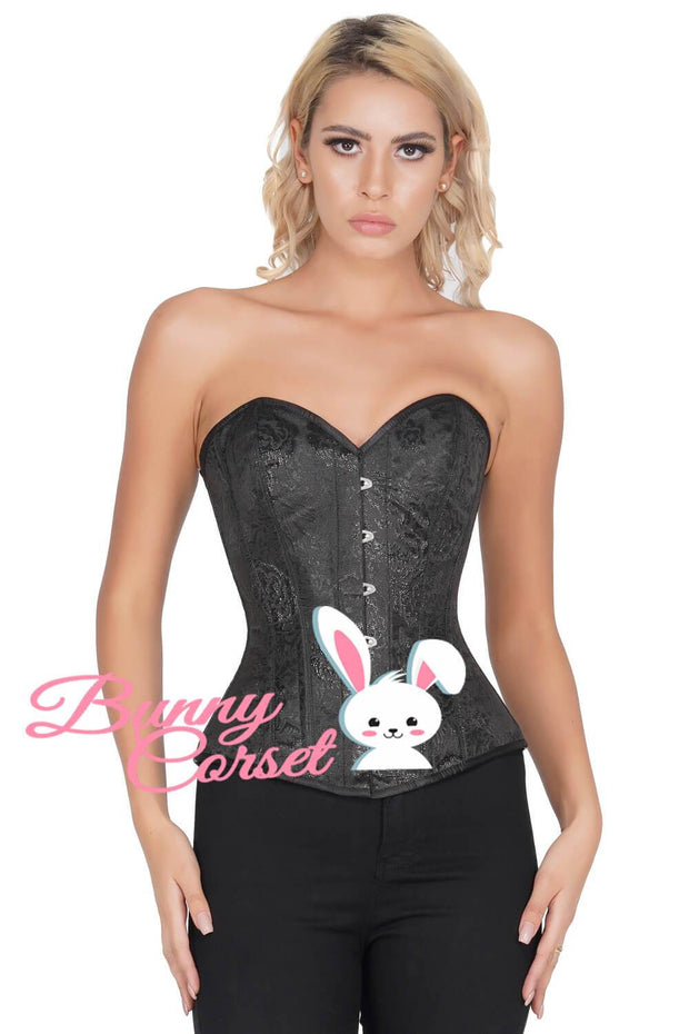 Black Brocade Waist Reducing Corset (ELC-701)