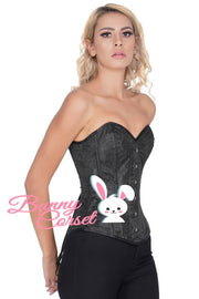 Black Brocade Custom Made Waist Reducing Corset (ELC-701)