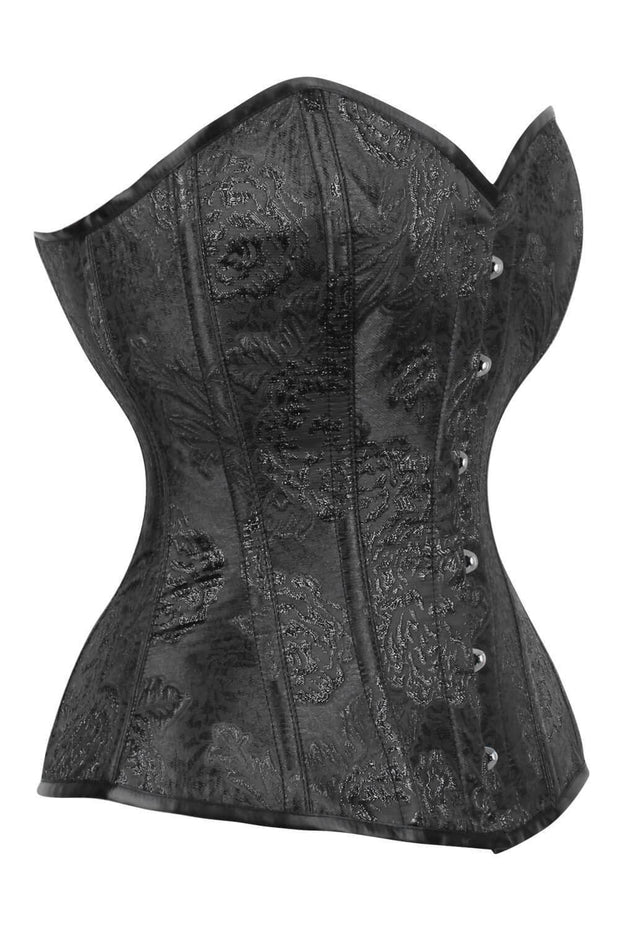 Black Brocade Custom Made Waist Reducing Corset (ELC-701)