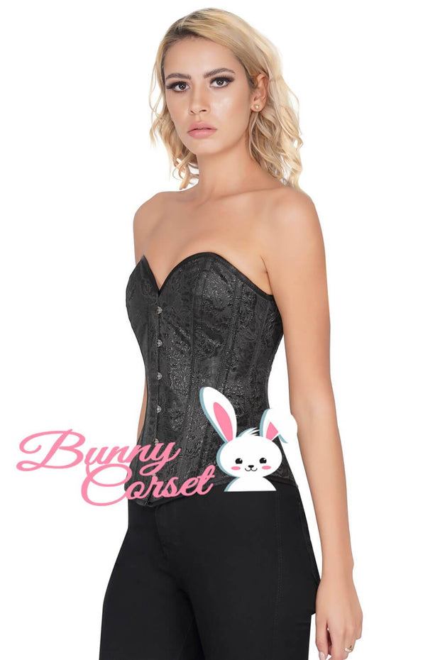 Black Brocade Waist Reducing Corset (ELC-701)