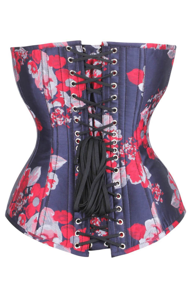 Steel Boned Long Line Brocade Corset (ELC-401)