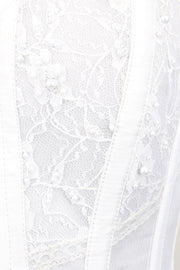 White Mesh with Lace Overlay Bridal Corset (ELC-701)