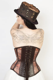 Steampunk Print Mesh Underbust Corset (ELC-501)