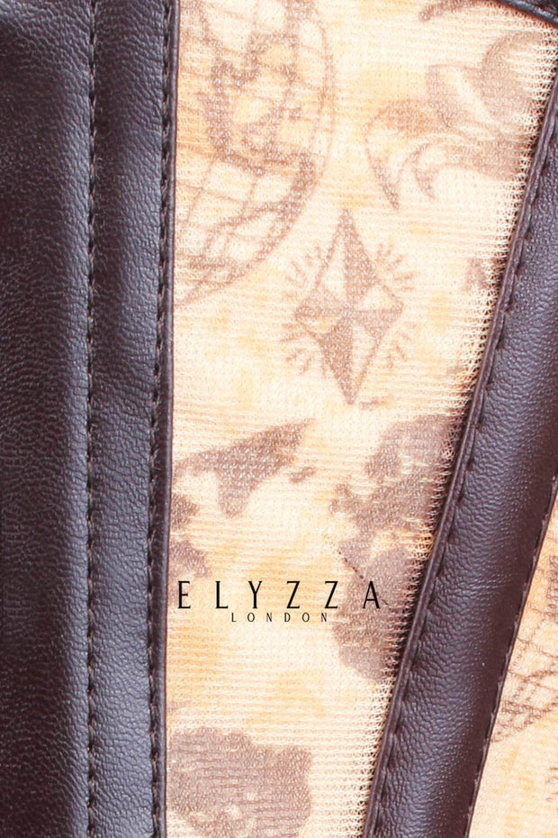 Waist Reducing Steampunk Print Mesh Corset (ELC-102)