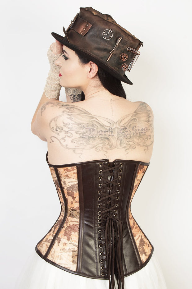 Steampunk Print Custom Made Mesh Overbust Corset (ELC-401)
