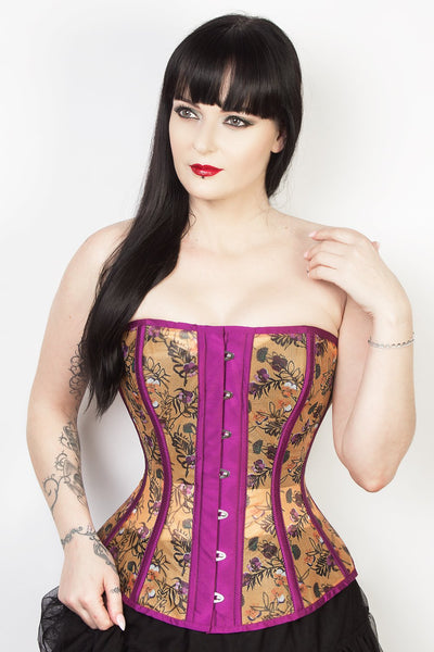 Overbust Floral Print Mesh Longline Corset (ELC-401)