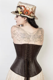 Brown Leather Waist Reducing Corset (ELC-401)
