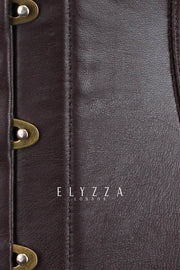 Brown Leather Waist Reducing Corset (ELC-401)