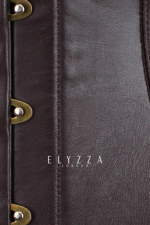 Brown Leather Waist Reducing Corset (ELC-401)