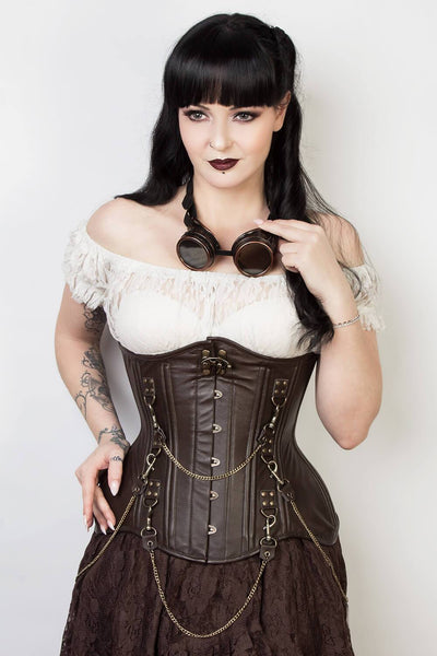 Leather Custom Made Waist Training Steampunk Corset (ELC-102)