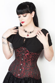 Maroon Brocade Waist Training Corset (ELC-102)