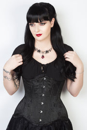 Black Floral Custom Made Waist Training Corset (ELC-102)