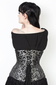 Silver Brocade Custom Made Waist Training Corset (ELC-102)