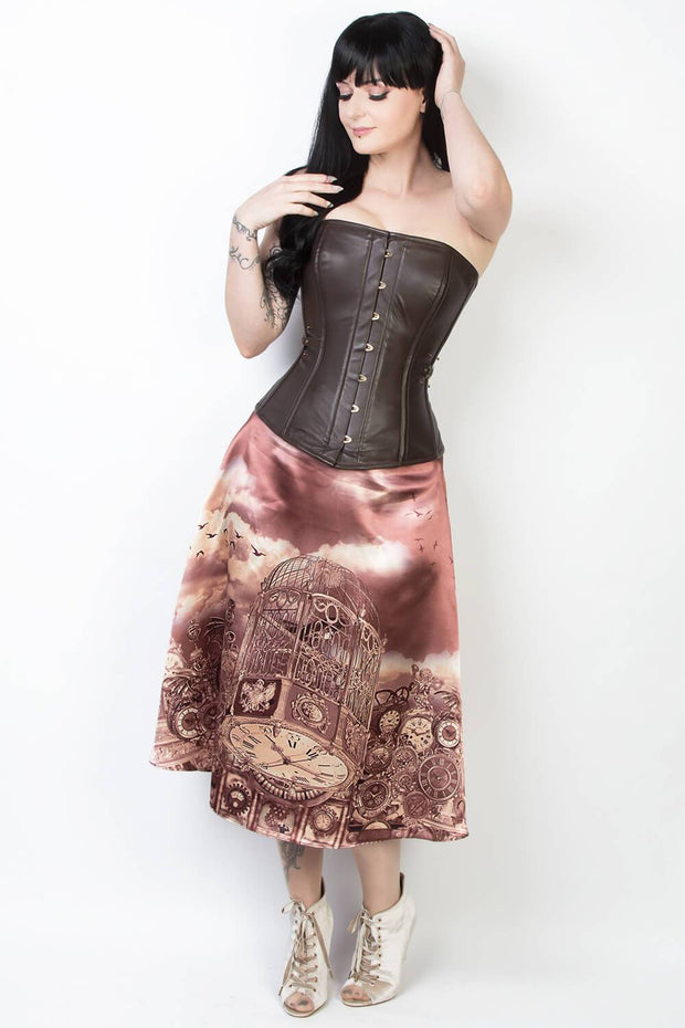 Printed Steampunk Skirt with Detachable Belt