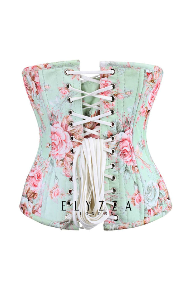 Blossom Waist Training Underbust Rose Print Cotton Corset