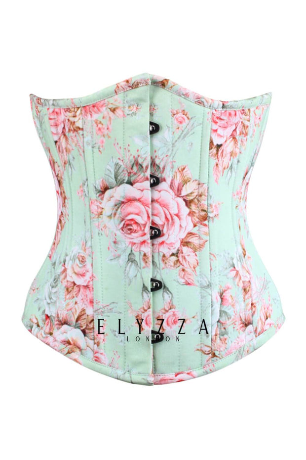 Blossom Waist Training Underbust Rose Print Cotton Corset