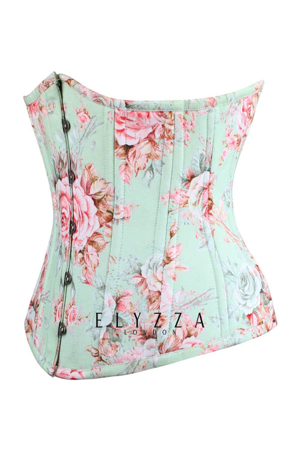 Blossom Waist Training Underbust Rose Print Cotton Corset