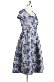 Elyzza London 1950s Style Jacquard Knee Length Flare Dress