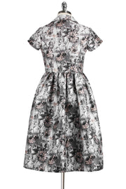 Elyzza London 1950s Jacquard Collar Gathered Flare Dress