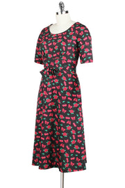 Elyzza London 1950s Style Flare Dress in Cherry Print