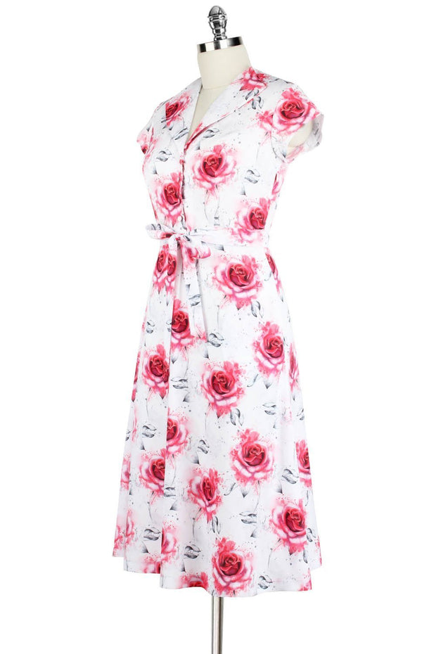 Elyzza London Rose Print Fit & Flare Dress