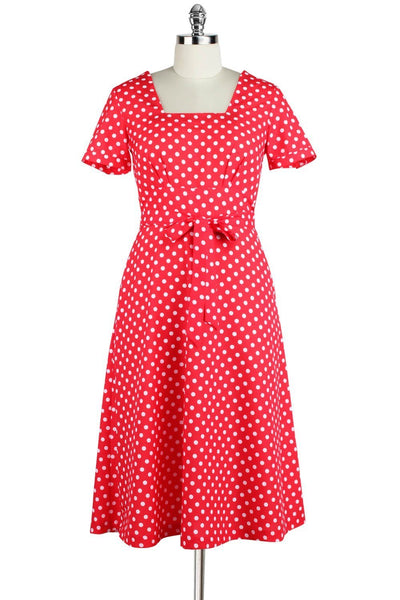 Elyzza London 1950s Style Polka Print Square Neck Dress