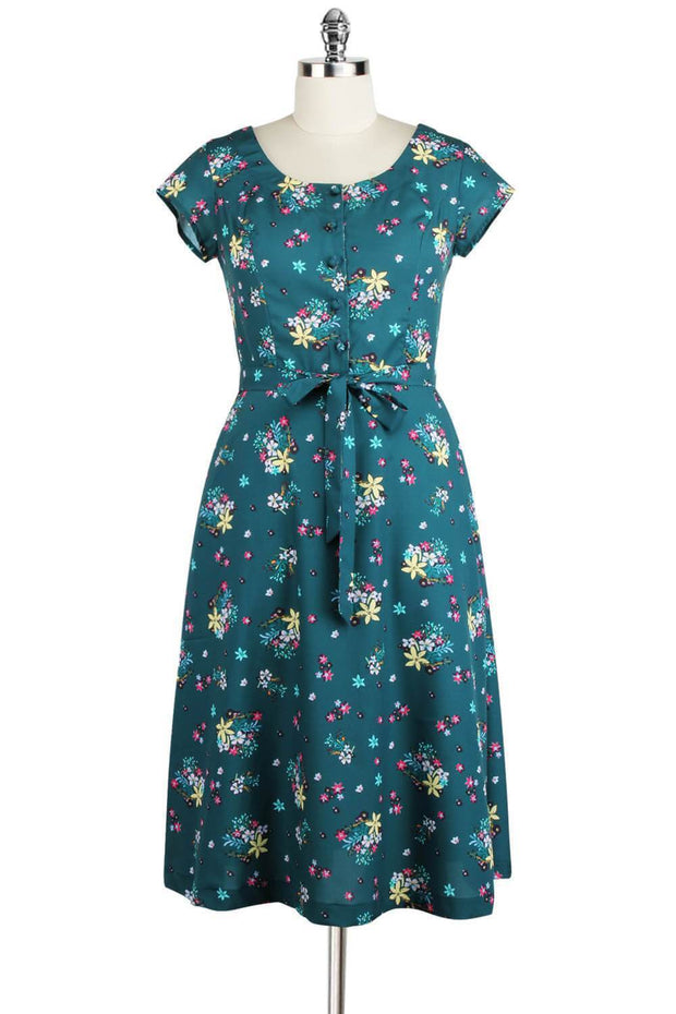 Elyzza London Printed Flare Dress with Matching Belt