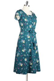 Elyzza London Printed Flare Dress with Matching Belt