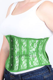 Underbust Green Mesh with Lace Waspie Corset