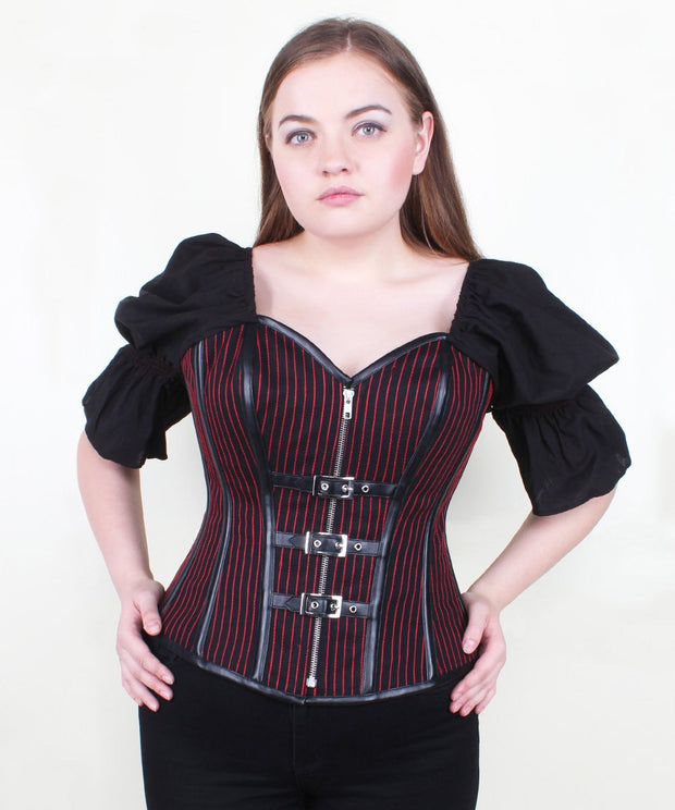 Adleigh Cotton Red Stripe Overbust Corset