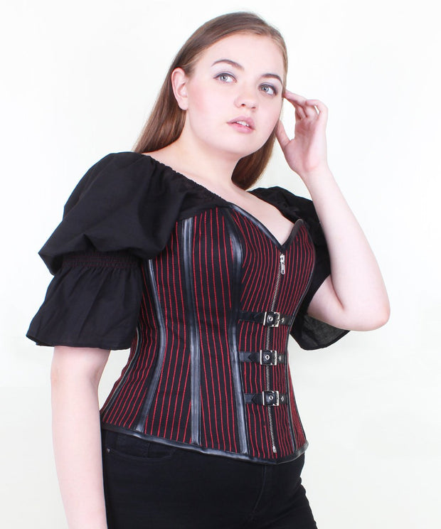 Adleigh Cotton Red Stripe Overbust Corset