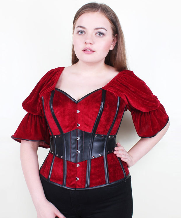 Marta Maroon Velvet Classic Overbust Corset