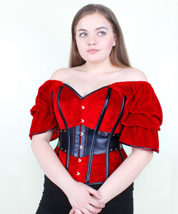 Melania Classic Overbust Corset in Red Velvet