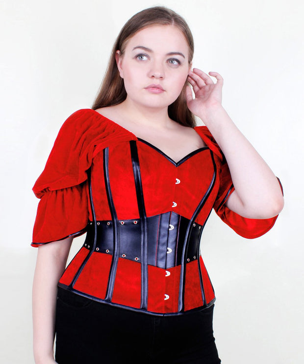 Melania Classic Overbust Corset in Red Velvet