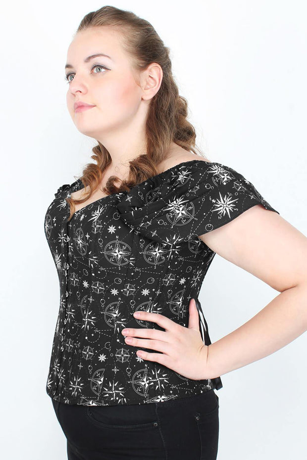 Aashvi Nautical Print Overbust Corset