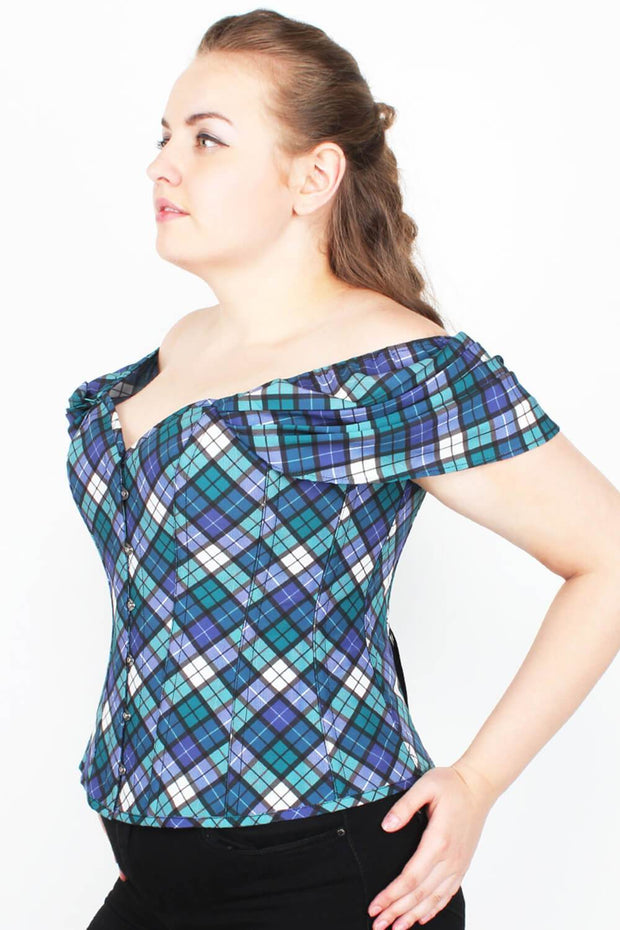 Deniz Plaid Print Overbust Corset