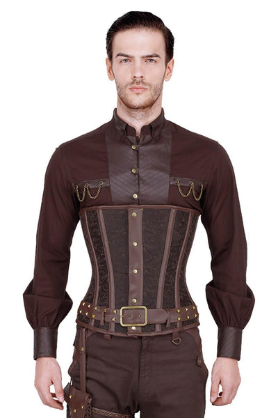 Eberwin Custom Made Steampunk Brocade Men's Corset