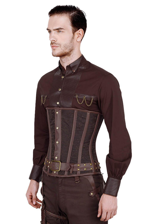 Eberwin Custom Made Steampunk Brocade Men's Corset