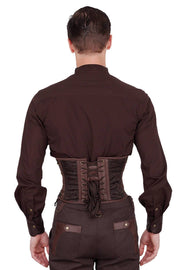 Eck Custom Made Steampunk Brown Brocade Men's Corset