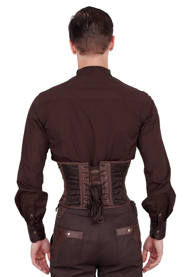 Eck Steampunk Brown Brocade Men's Corset